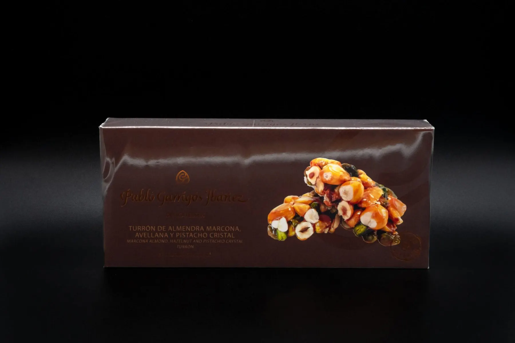 Turrón de almendra marcona, avellana y pistacho · Cristal · Calidad Suprema · Pablo Garrigós Ibáñez