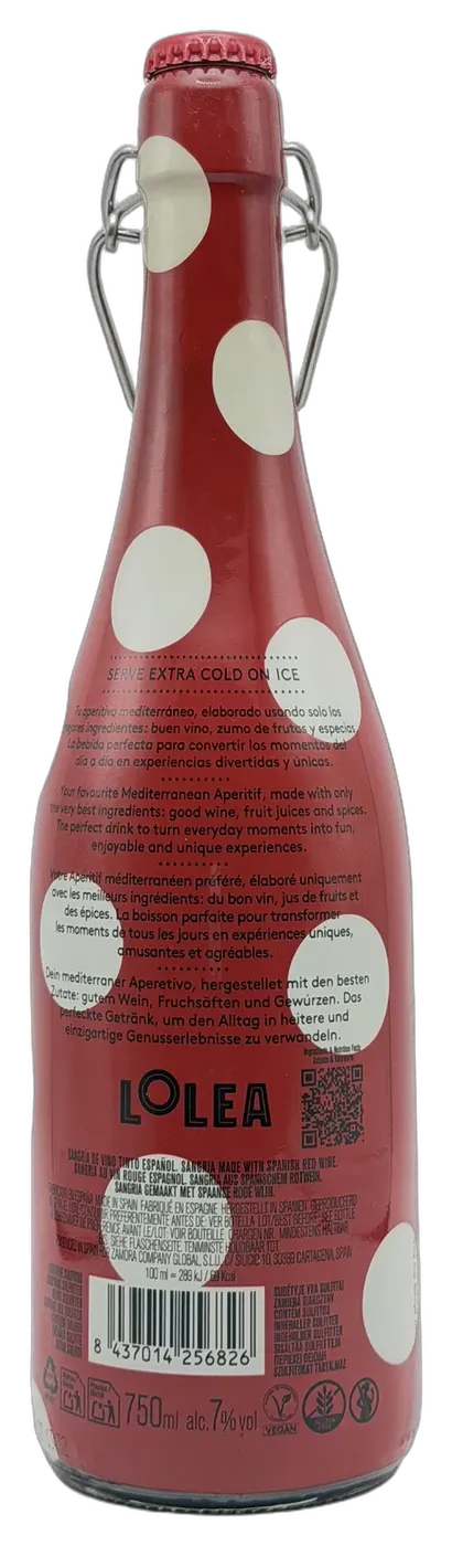 Lolea Sangría · Sangría frizzante de vino tinto · 75 cl